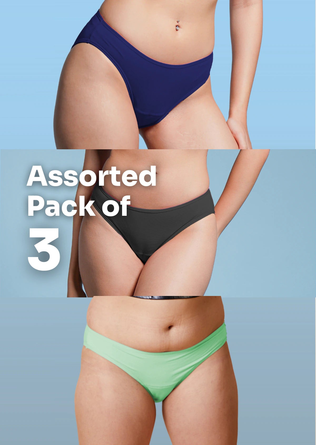 Assorted 3 Pack - Low-waist Bamboo Underwear