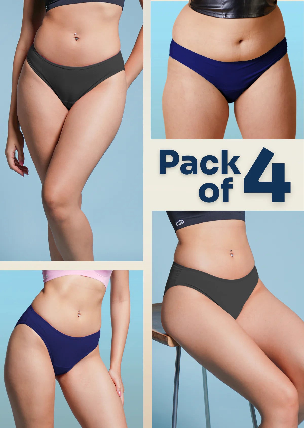 Assorted 4 Pack - Low-waist Bamboo Underwear