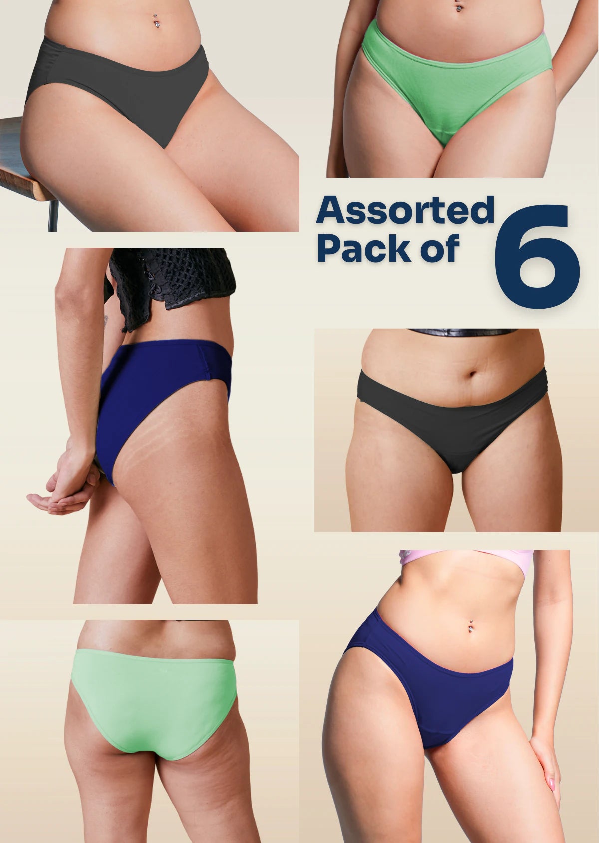 Assorted 6 Pack - Low-waist Bamboo Underwear