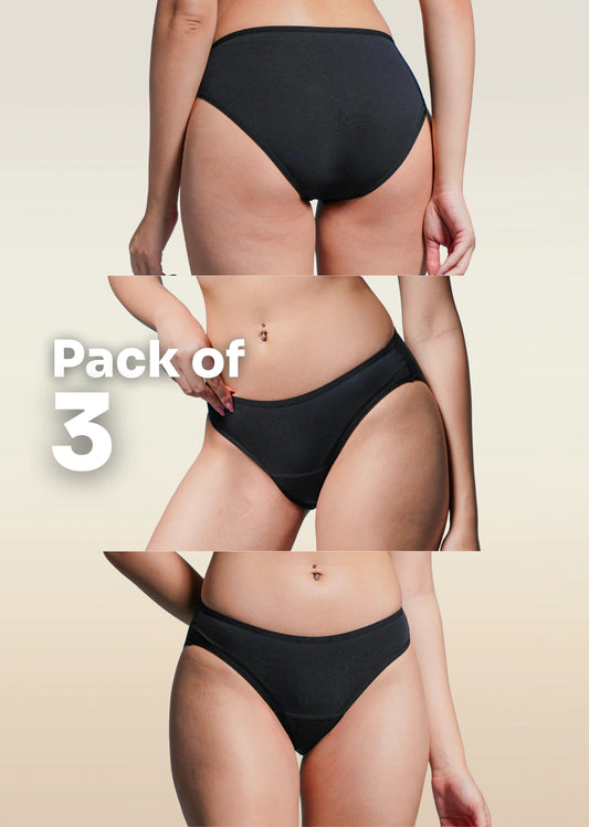 3 Pack - Black Low-waist Bamboo Underwear