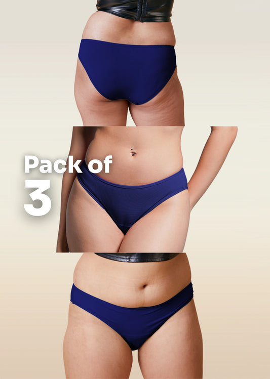 3 Pack - Blue Low-waist Bamboo Underwear
