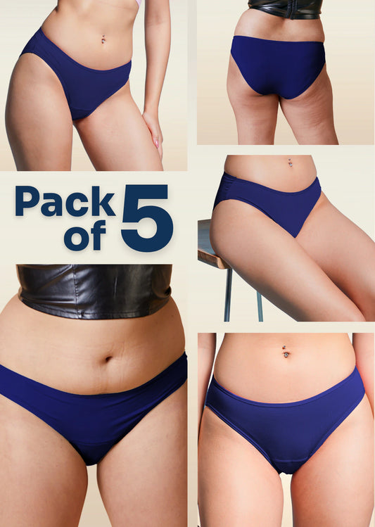 5 Pack - Blue Low-waist Bamboo Underwear