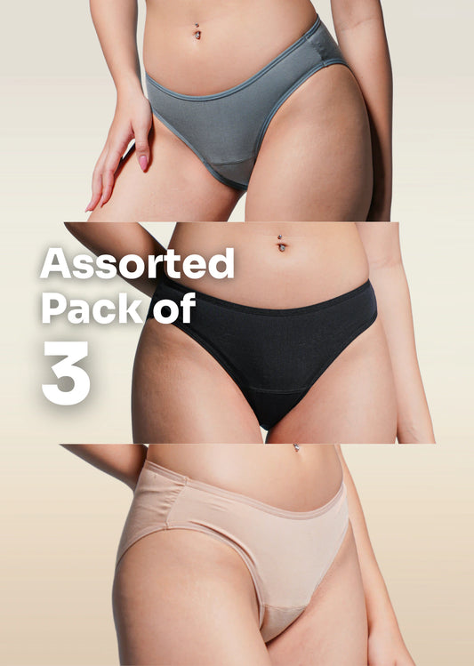 Assorted 3 Pack - Low-waist Absorbent Underwear