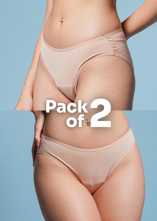 2 Pack - Beige Low-waist Absorbent Underwear