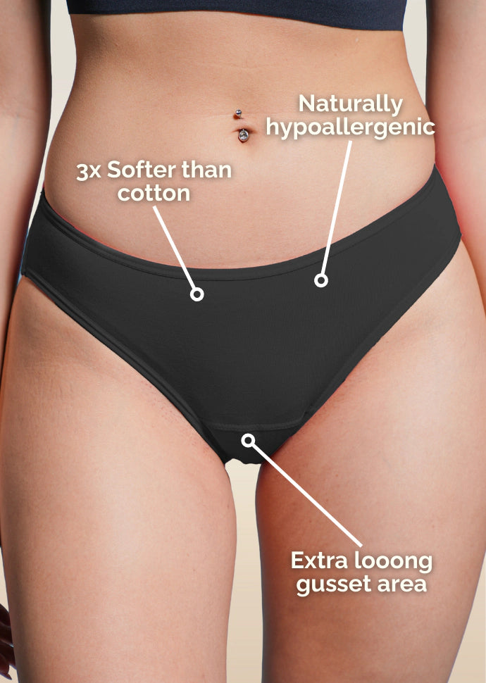 5 Pack - Black Low-waist Bamboo Underwear