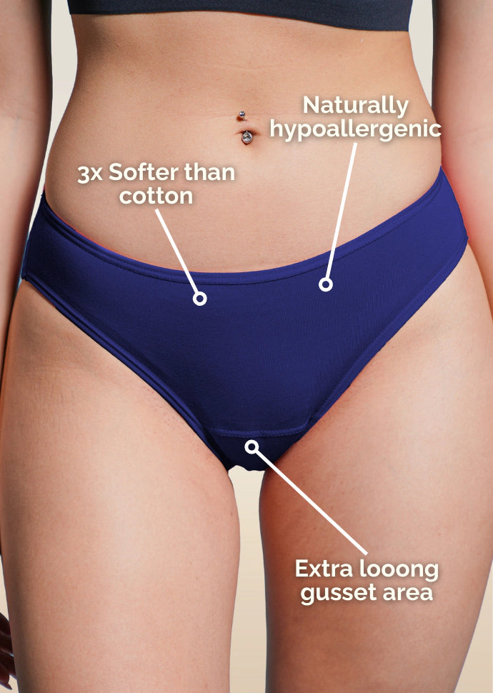 6 Pack - Blue Low-waist Bamboo Underwear