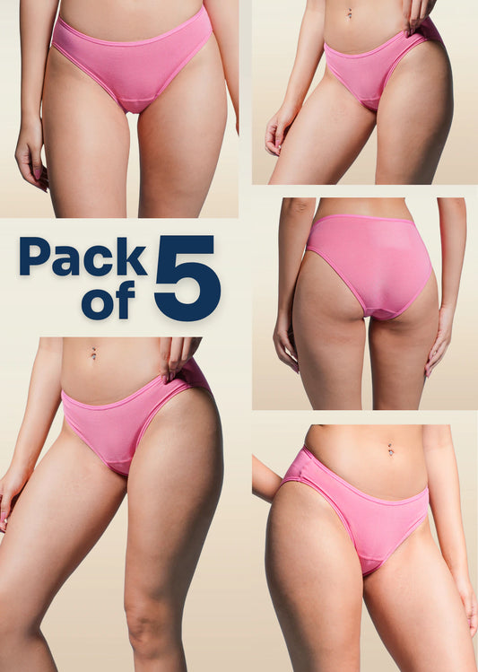 5 Pack - Pink Low-waist Absorbent Underwear