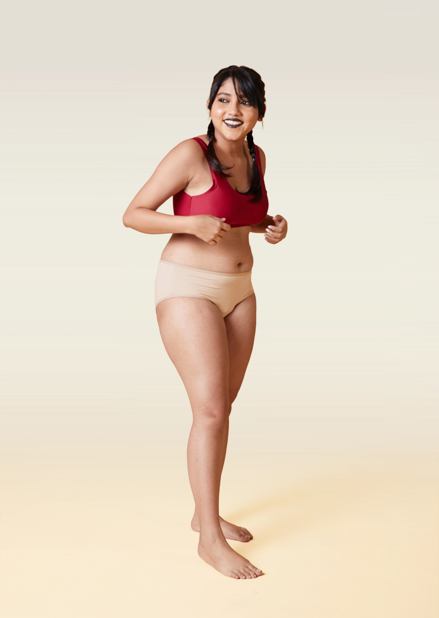 4 Pack - Beige Mid-waist Absorbent Underwear