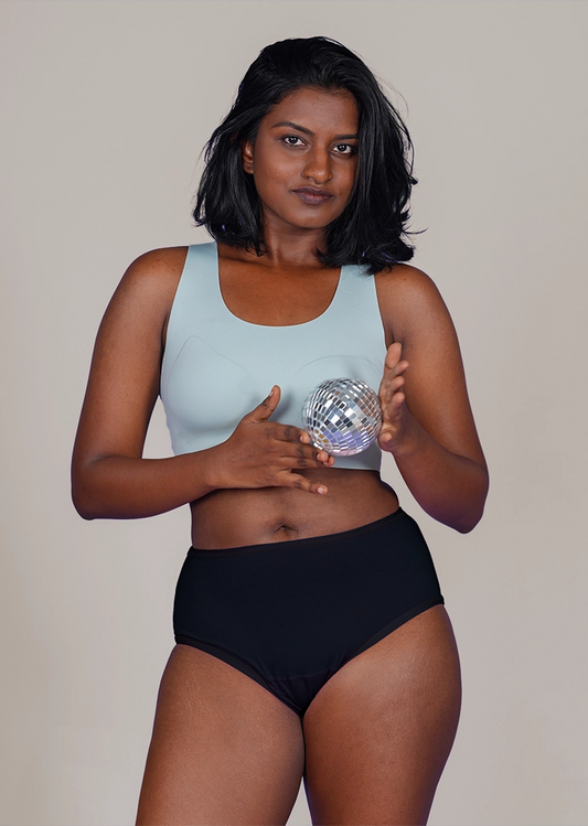 Black High-waist Cotton Absorbent Underwear