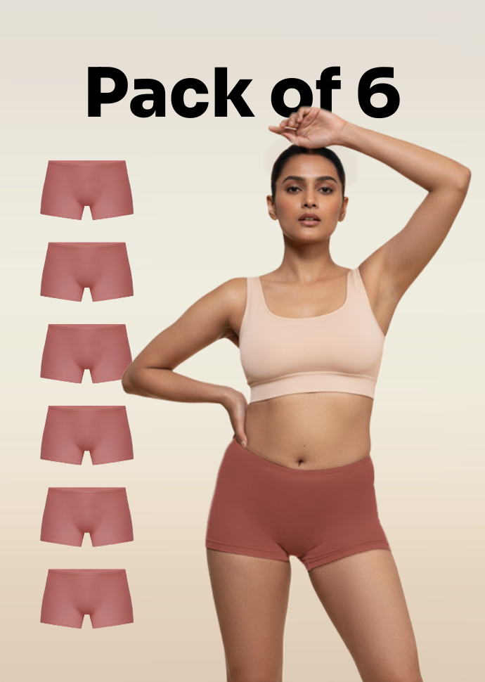 6 Pack - Red Absorbent Boyshorts