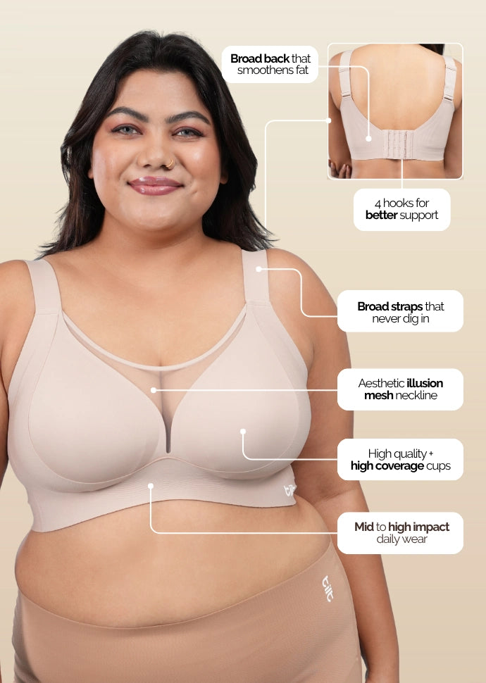 Set - Beige Minimiser Bra and Pink Shaper Underwear
