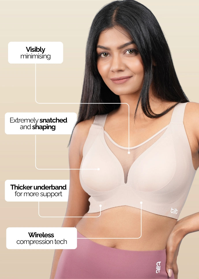 Set - Beige Minimiser Bra and Pink Shaper Underwear