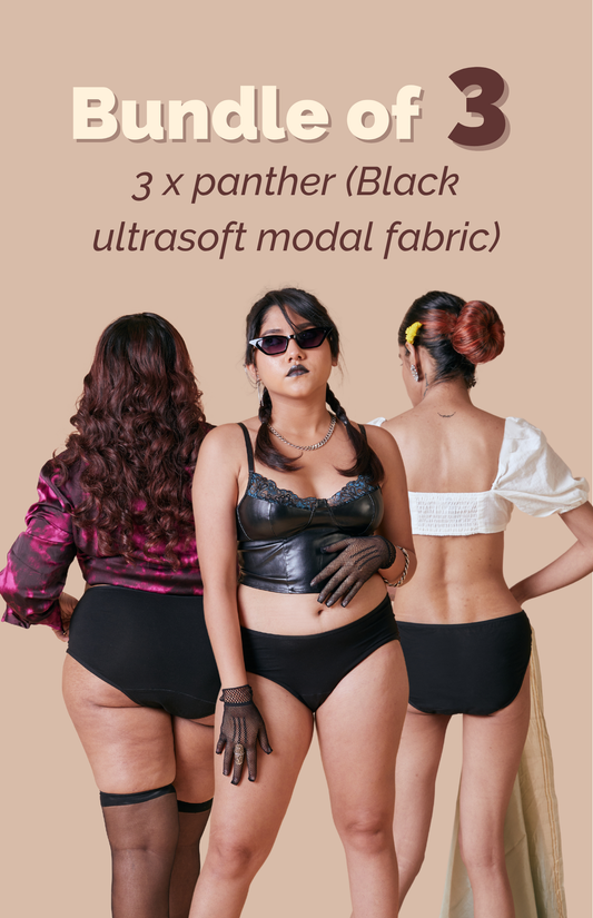 Panther Pack of 3 Undies - Black Modal Fabric