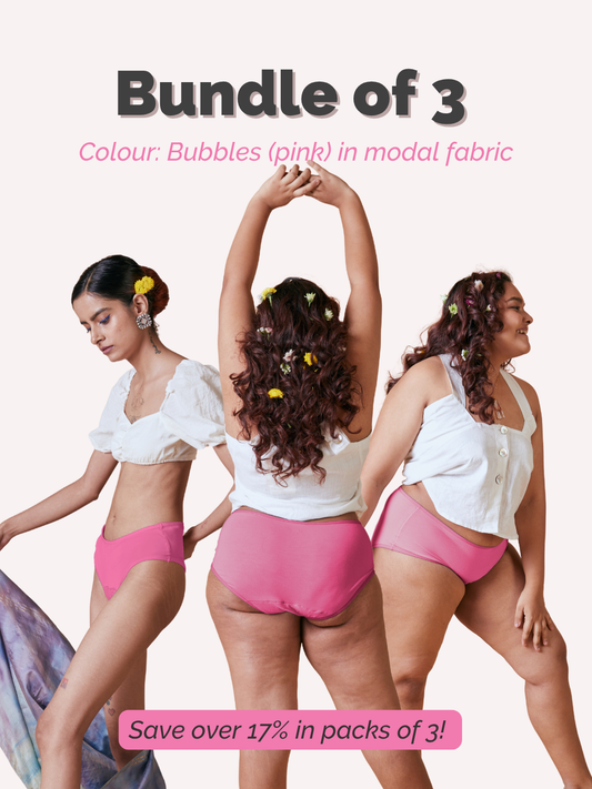 Bubbles Pack of 3 Undies - Pink Modal Fabric