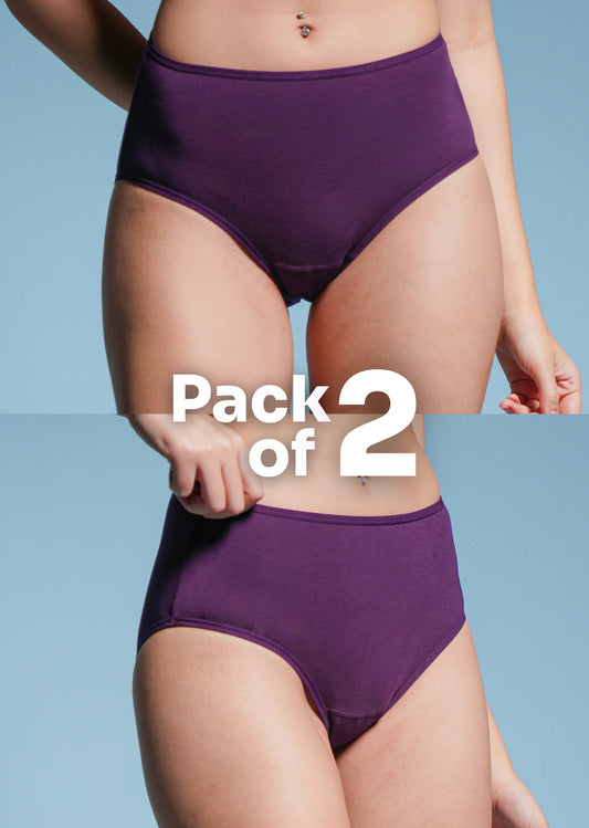 2 Pack - Violet Mid-waist Absorbent Underwear