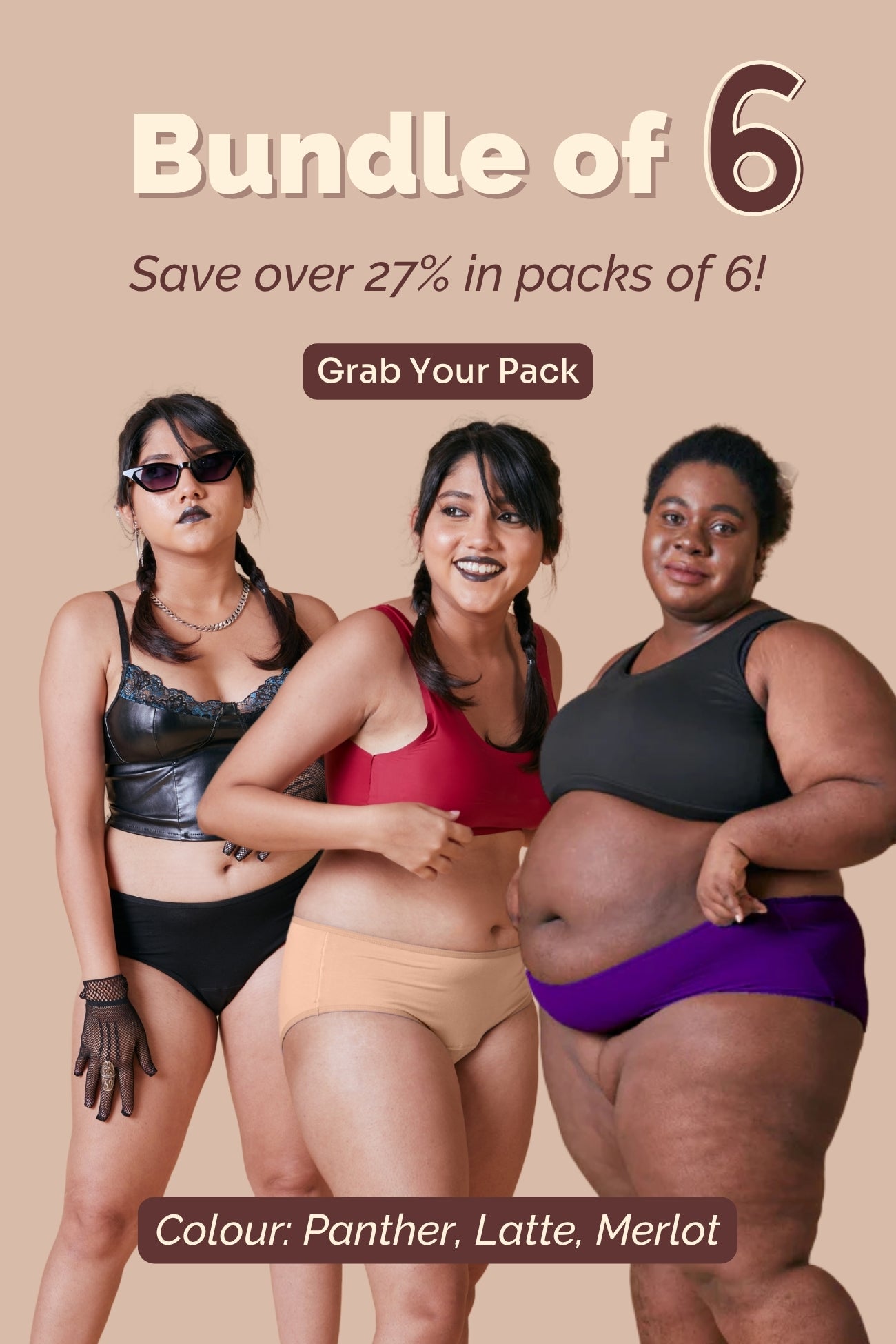 Modal underwear women – Tilt assorted pack of 6 panties, breathable and soft.