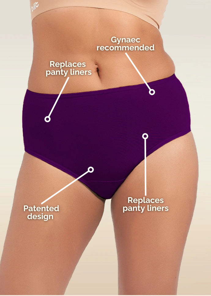 3 Pack - Violet Mid-waist Absorbent Underwear