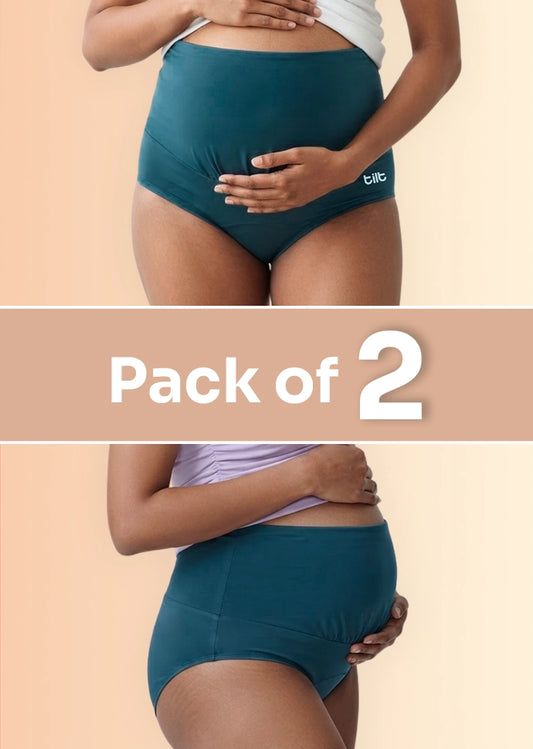 2 Pack - Leakproof Maternity Underwear Blue - Over Bump