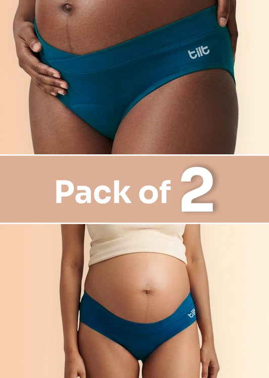 2 Pack - Leakproof Maternity Underwear Blue - Below Bump