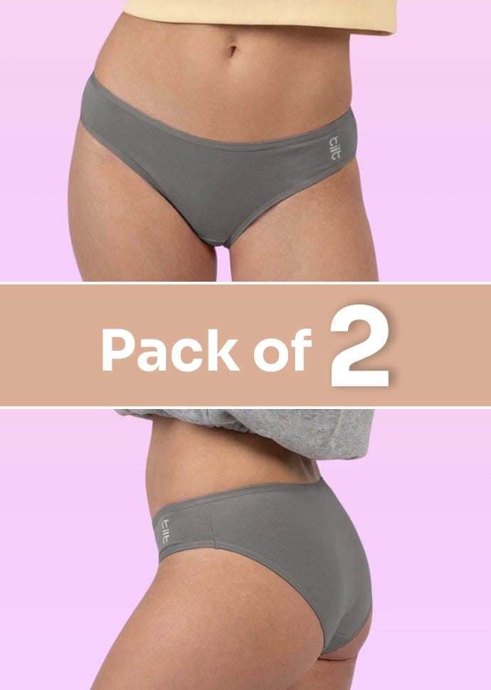 2 Pack - Teen! Low-waist Bamboo Absorbent Underwear - Grey