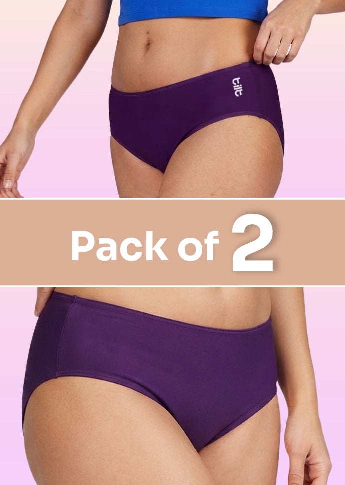 2 Pack - Teen! Mid-waist Bamboo Absorbent Underwear - Violet