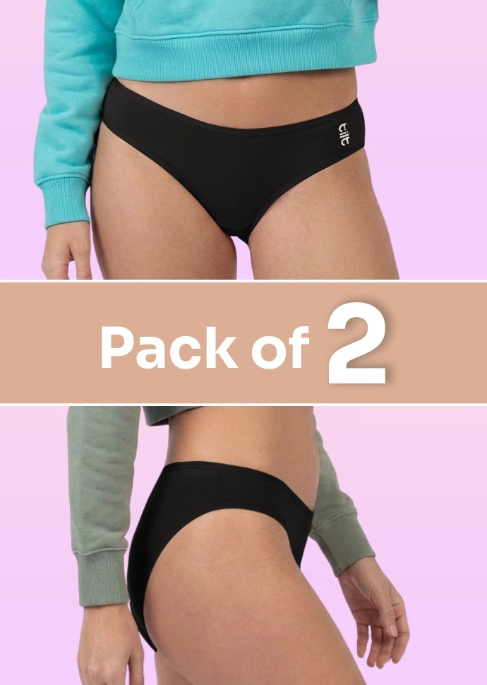 2 Pack - Teen! Low-waist Bamboo Absorbent Underwear - Black