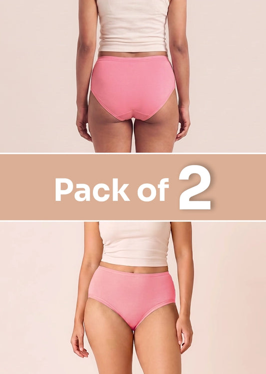 2 Pack - Pink High-waist Cotton Absorbent Underwear