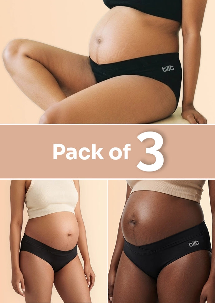 3 Pack - Leakproof Maternity Underwear Black - Below Bump