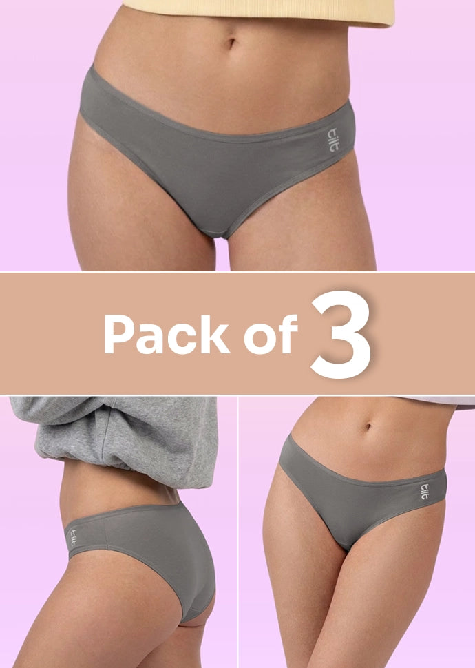 3 Pack - Teen! Low-waist Bamboo Absorbent Underwear - Grey