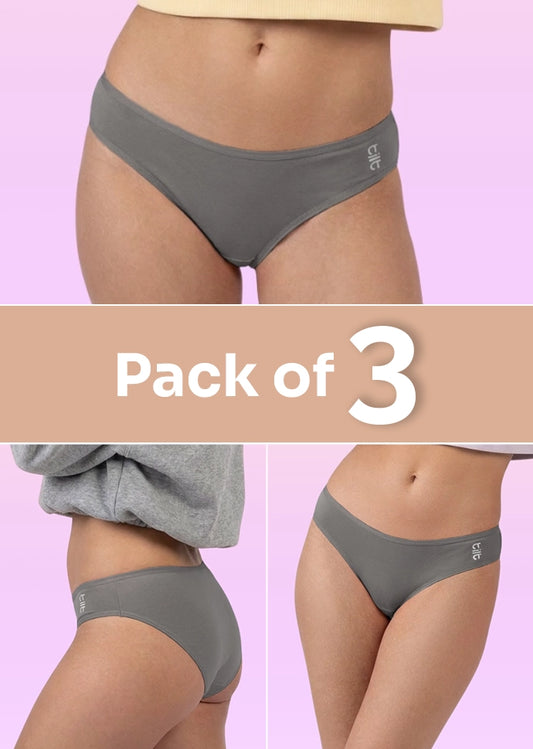 3 Pack - Teen! Low-waist Bamboo Absorbent Underwear - Grey