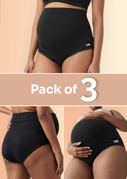 3 Pack - Leakproof Maternity Underwear Black - Over Bump