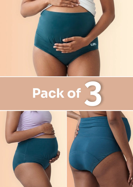 3 Pack - Leakproof Maternity Underwear Blue - Over Bump