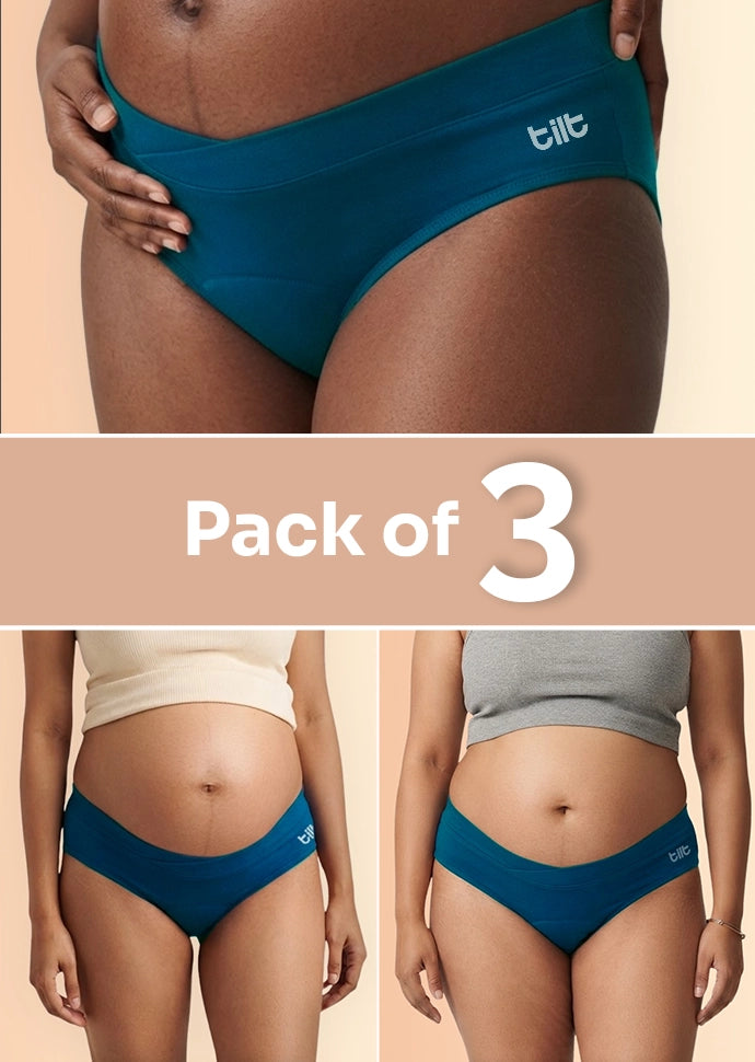 3 Pack - Leakproof Maternity Underwear Blue - Below Bump
