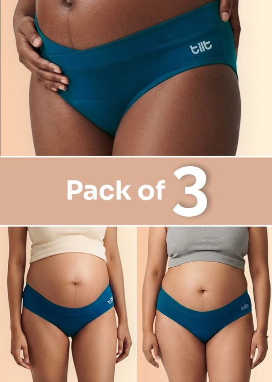 3 Pack - Leakproof Maternity Underwear Blue - Below Bump