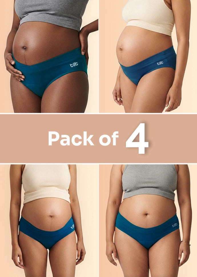 4 Pack - Leakproof Maternity Underwear Blue - Below Bump