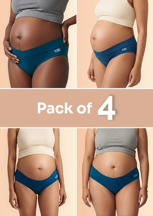 4 Pack - Leakproof Maternity Underwear Blue - Below Bump