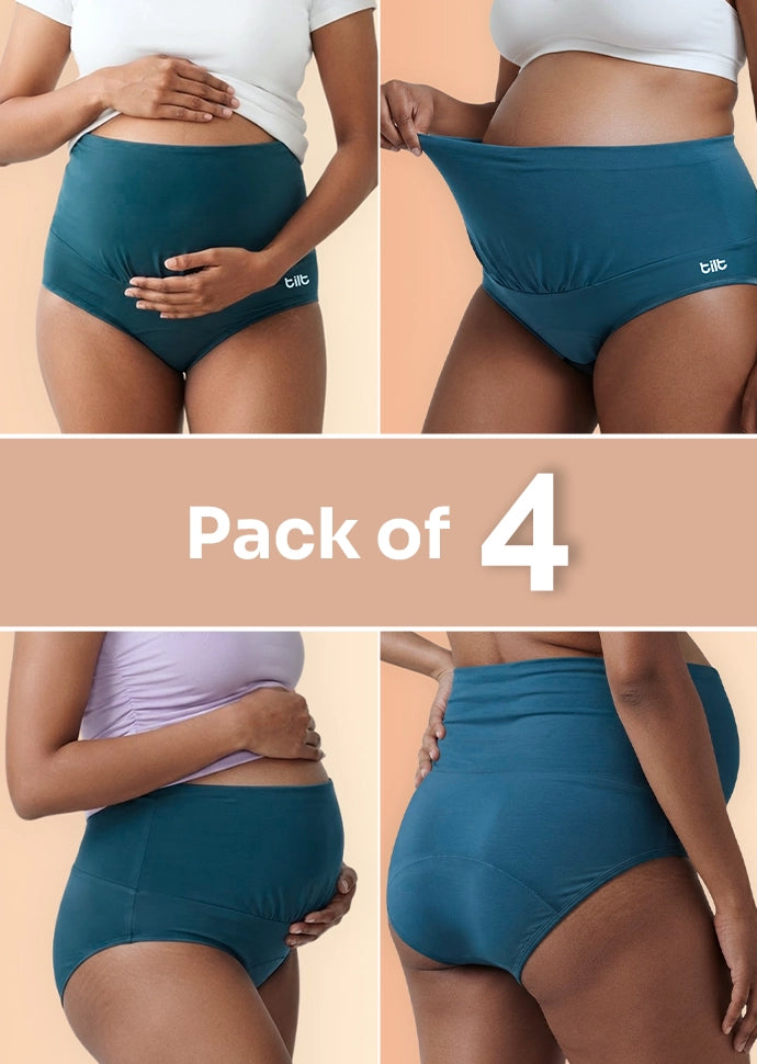 4 Pack - Leakproof Maternity Underwear Blue - Over Bump