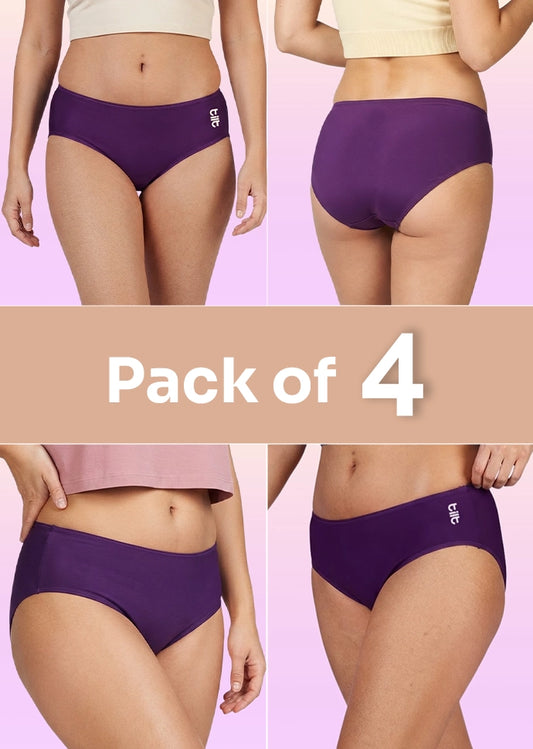 4 Pack - Teen! Mid-waist Bamboo Absorbent Underwear - Violet