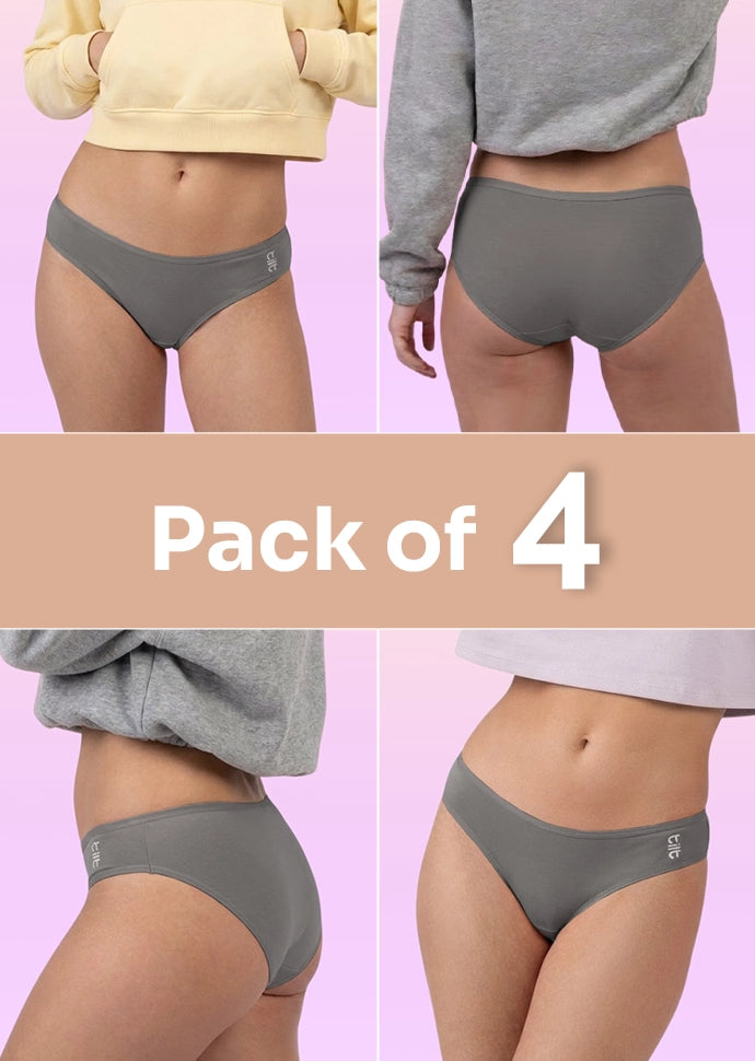 4 Pack - Teen! Low-waist Bamboo Absorbent Underwear - Grey