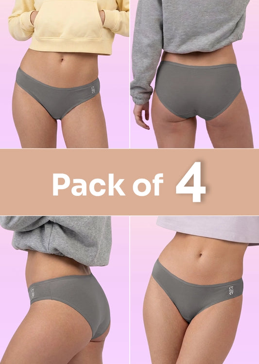 4 Pack - Teen! Low-waist Bamboo Absorbent Underwear - Grey