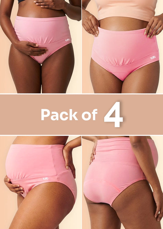 4 Pack - Leakproof Maternity Underwear Pink - Over Bump