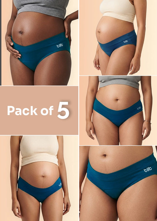 5 Pack - Leakproof Maternity Underwear Blue - Below Bump