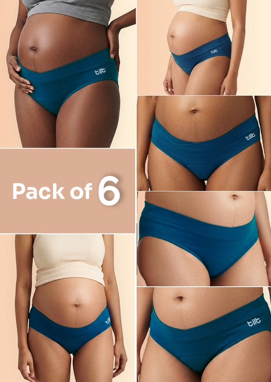 6 Pack - Leakproof Maternity Underwear Blue - Below Bump