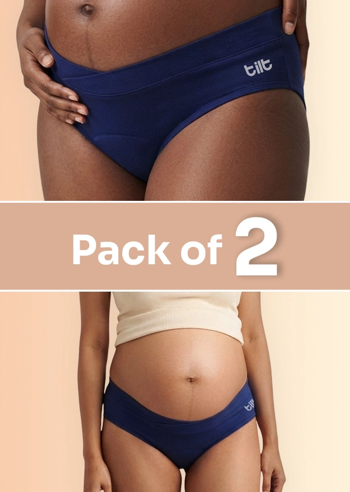 2 Pack - Leakproof Maternity Underwear Blue - Below Bump