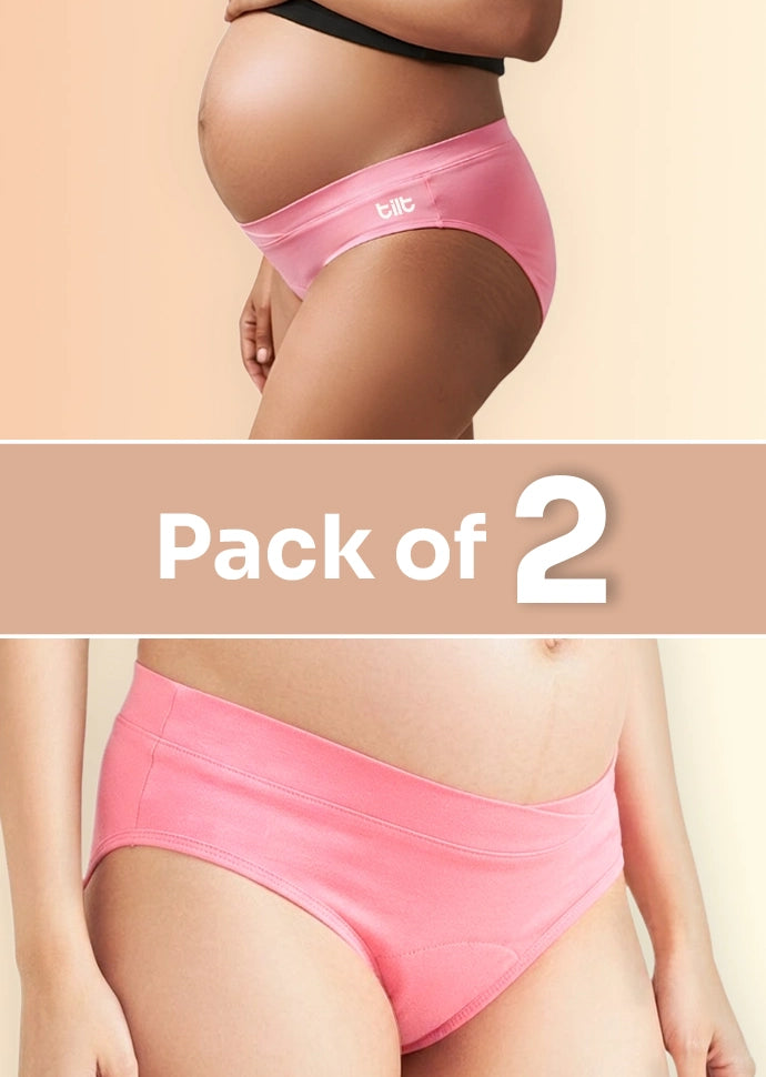 2 Pack - Leakproof Maternity Underwear Pink - Below Bump
