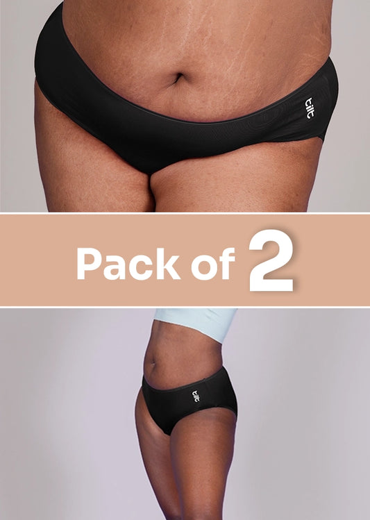 2 Pack - Black Bamboo Absorbent Underwear