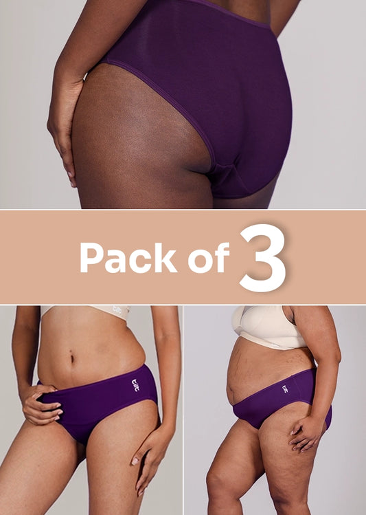 3 Pack - Violet Bamboo Absorbent Underwear