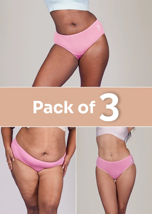 3 Pack - Pink Bamboo Absorbent Underwear