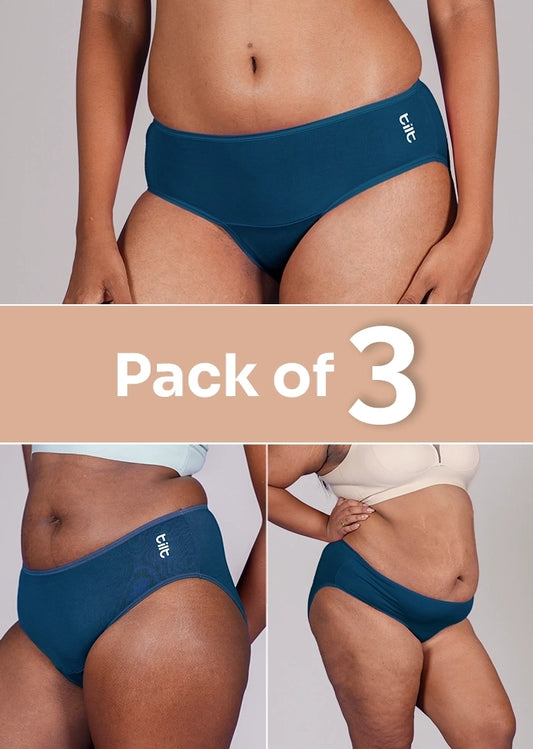 3 Pack - Blue Bamboo Absorbent Underwear