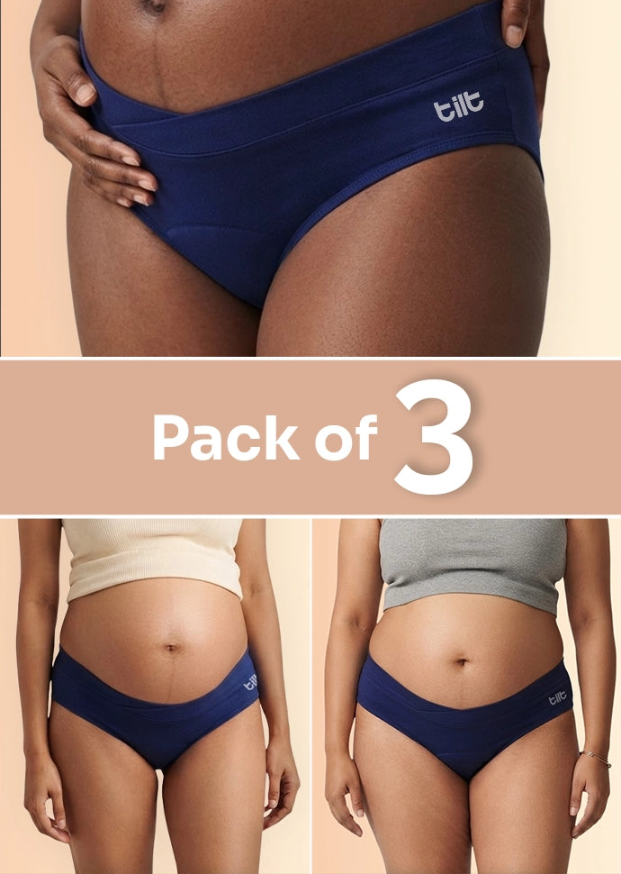 3 Pack - Leakproof Maternity Underwear Blue - Below Bump